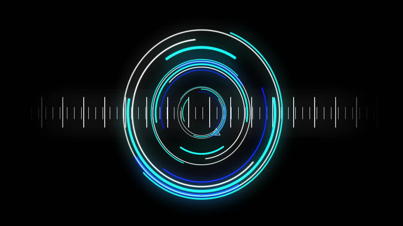 검은색 배경에서 범위 스캔과 데이터 처리의 애니메이션