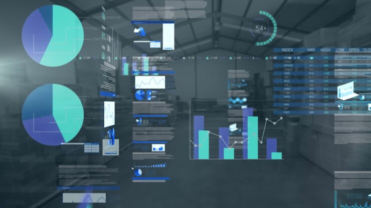 Animation of interface with statistical data processing against warehouse