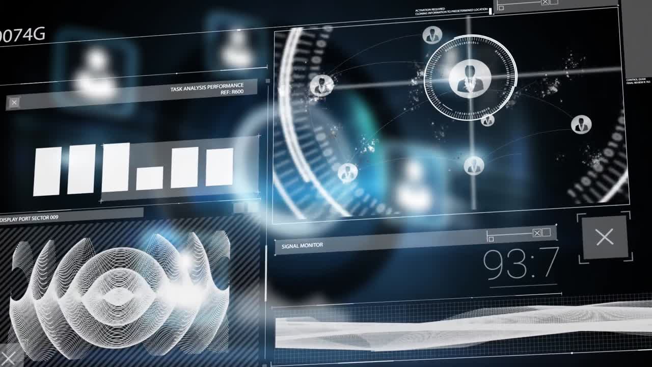Animation of data processing and network connections