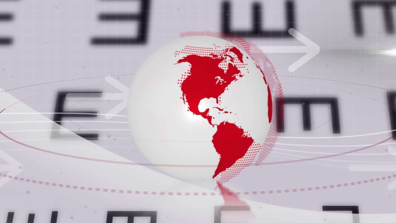 animación del procesamiento de datos y globo sobre letras.