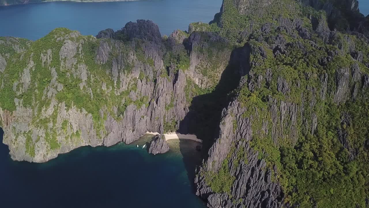 El Nido, Palawan, Philippines. Drone Aerial View of Scenic Island and Hidden Beaches
