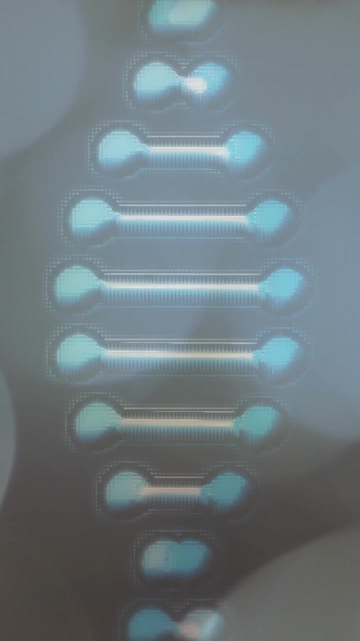 DNA strand animation over blurred lights background