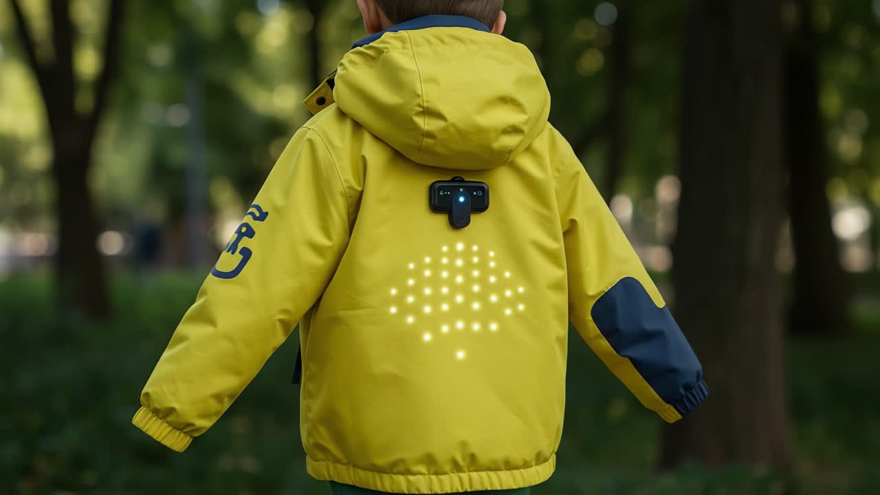 Brightly Illuminated Jacket with LED Display: A Modern Child's Outerwear Designed for Fun and Safety, Perfect for Outdoor Adventures and Playtime