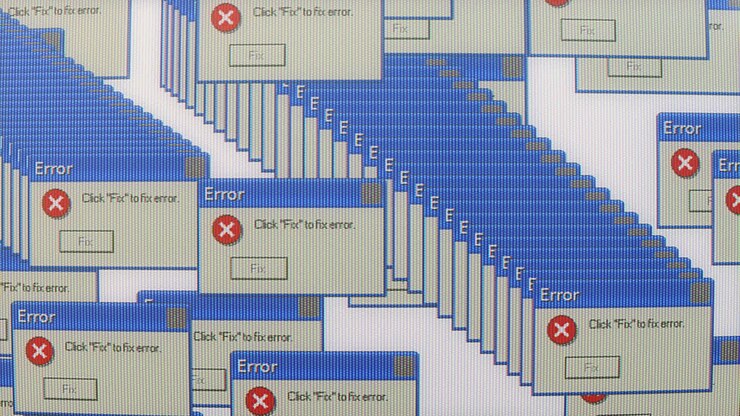 Retro Computer Error Messages Multiplying on Screen