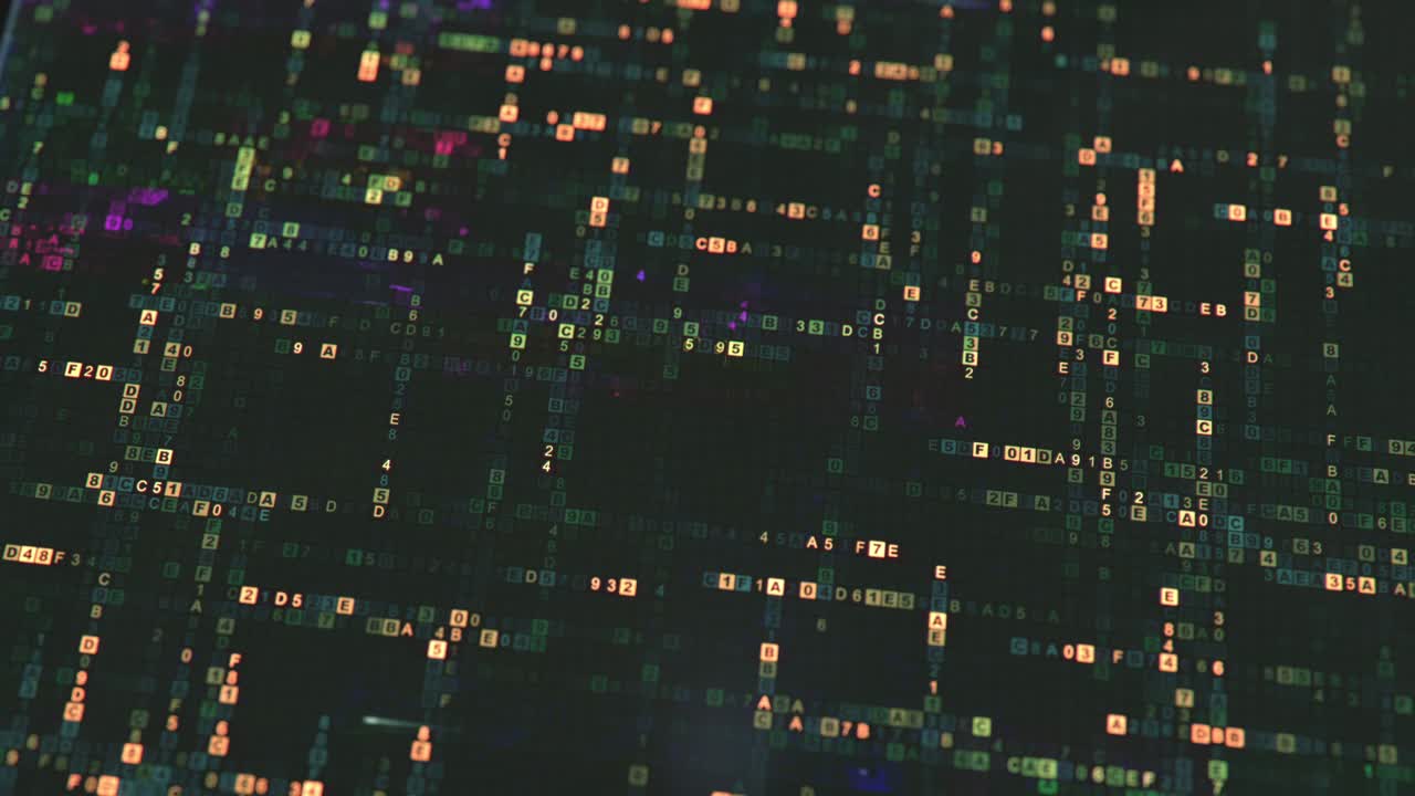 tecnología de código hexadecimal digital de fondo bucle sin costuras animación de renderización 3d