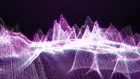 4k digital wireframe paesaggio montagna sfocata superficie quadrata sfondo movimento.
