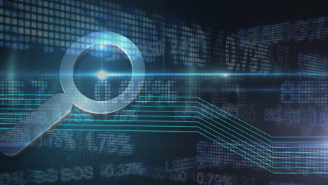 animación de una lupa sobre datos e información