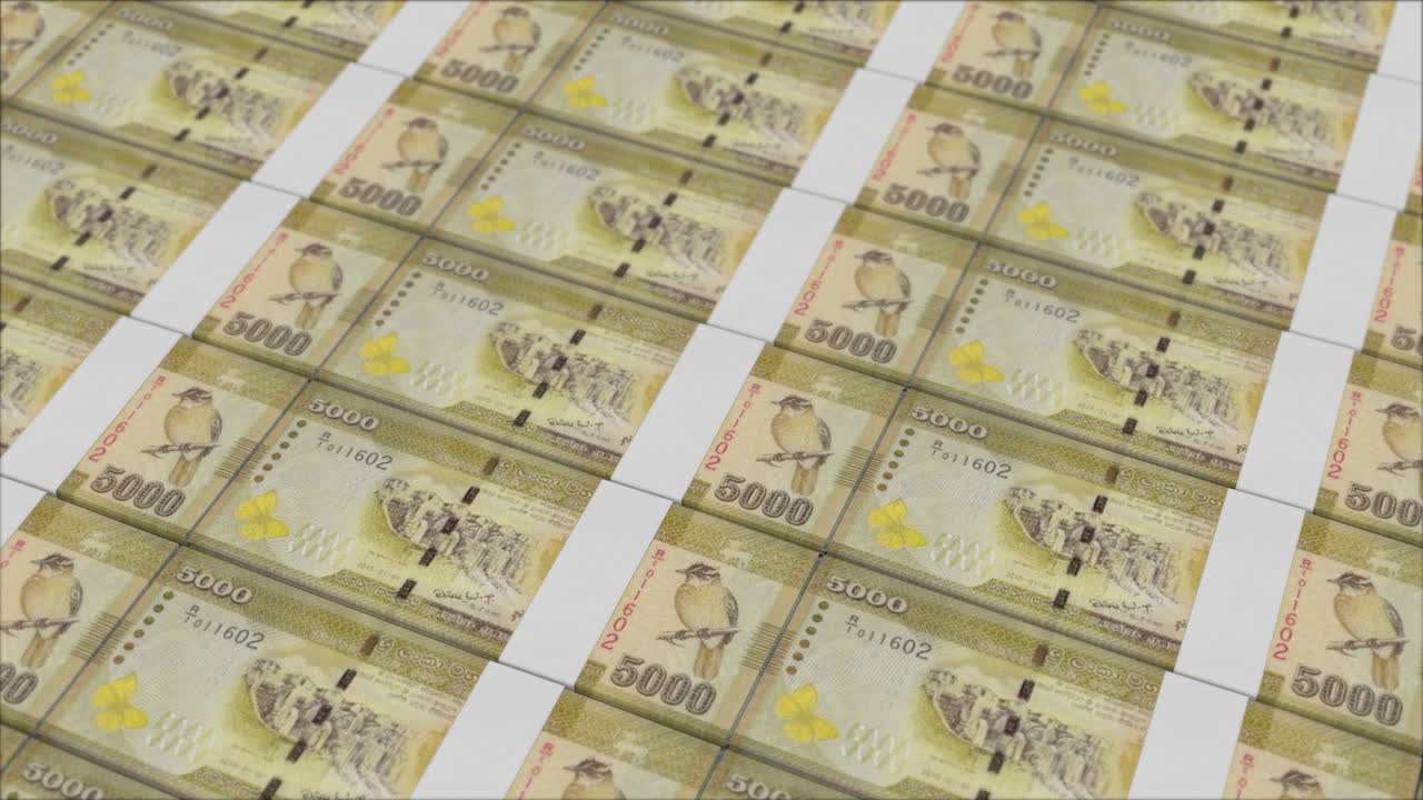 돈 프레스 에 의해 인쇄 된 5000 스리랑카 루피 지폐