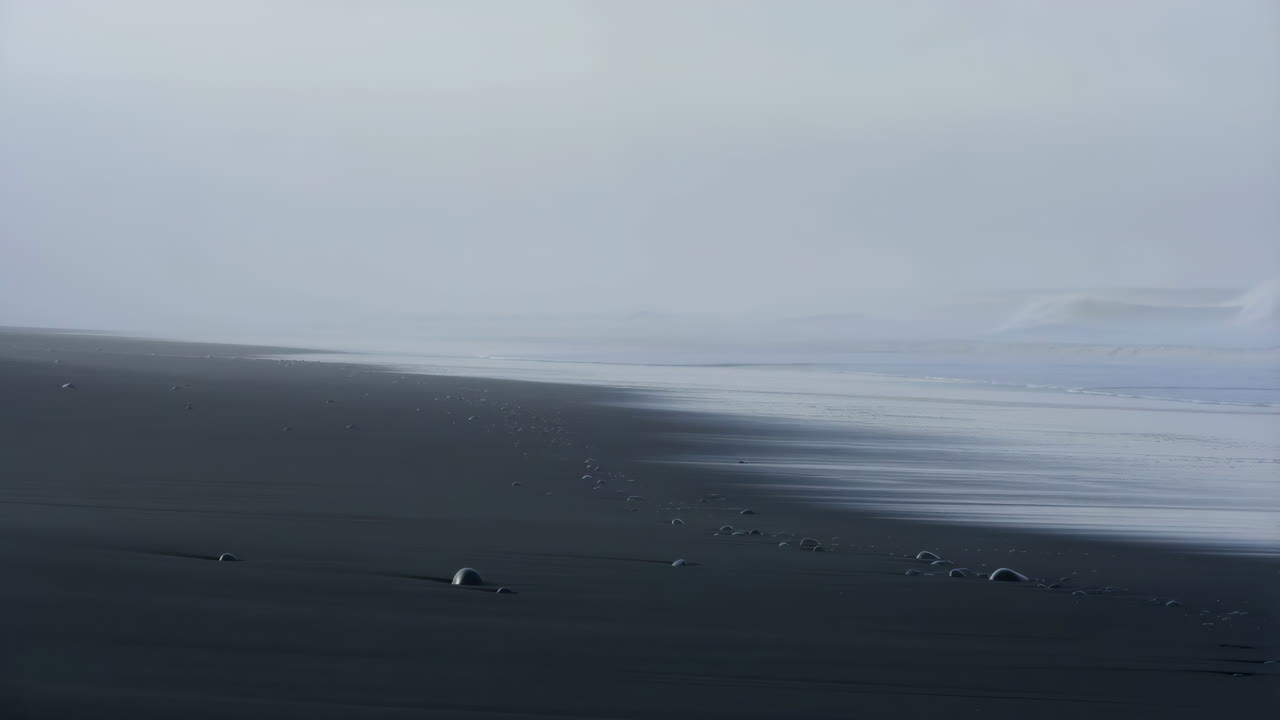 Black Sand Beach in Mist