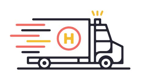 animación del icono de la línea de servicios de ambulancia inteligente con alfa