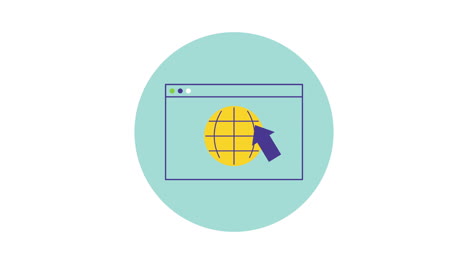 icono de navegador web con puntero hacia el globo