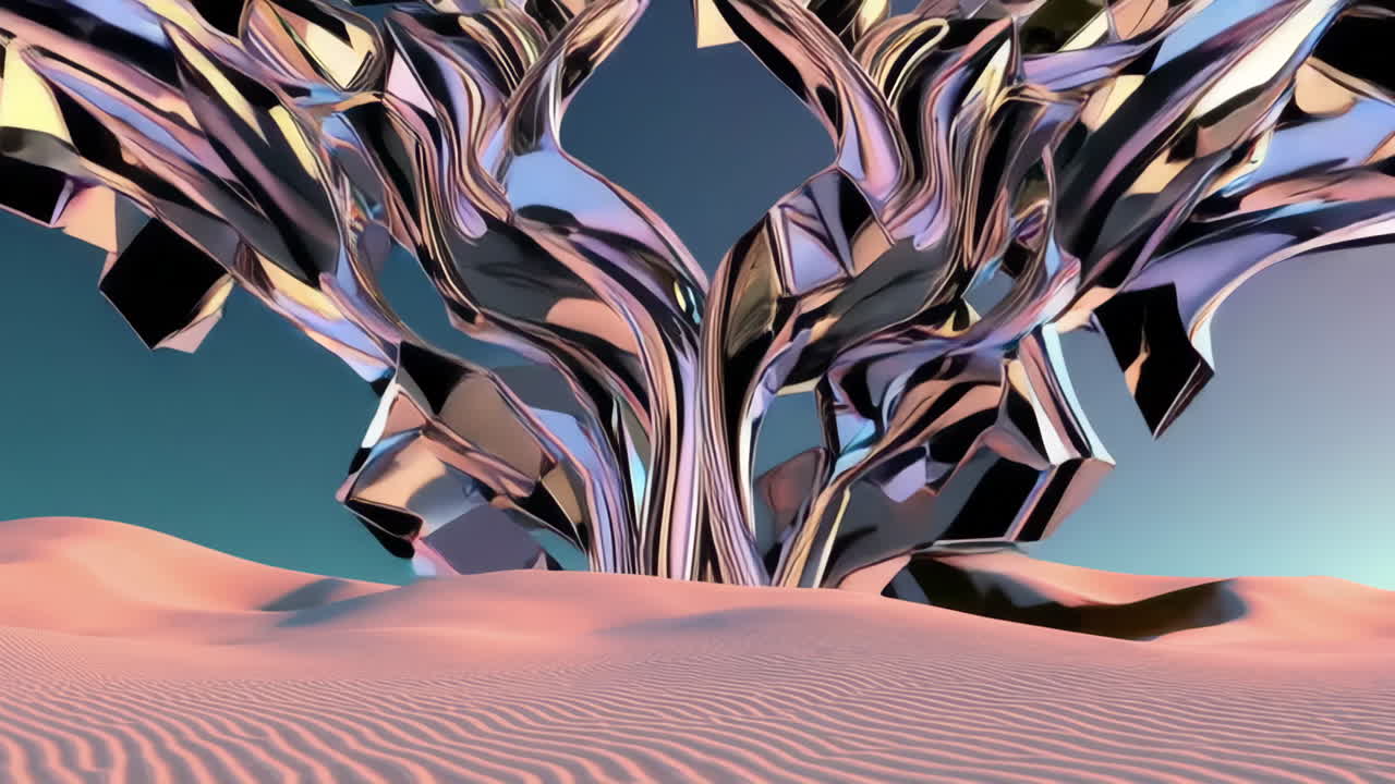 Abstract Metallic Structures in a Desert Landscape
