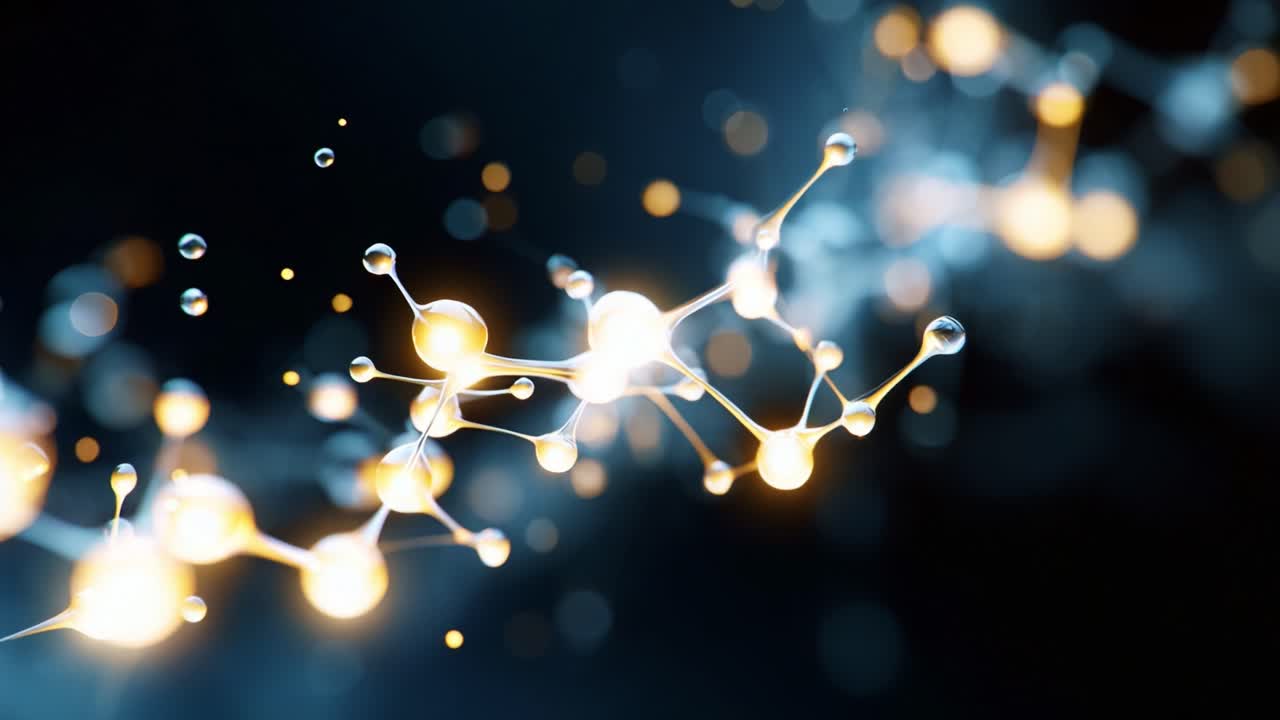 A Stunning Visualization of Molecular Structures: Exploring the Intricate Beauty of Molecular Connections and the Dynamic Interaction of Atoms in a Luminous Background