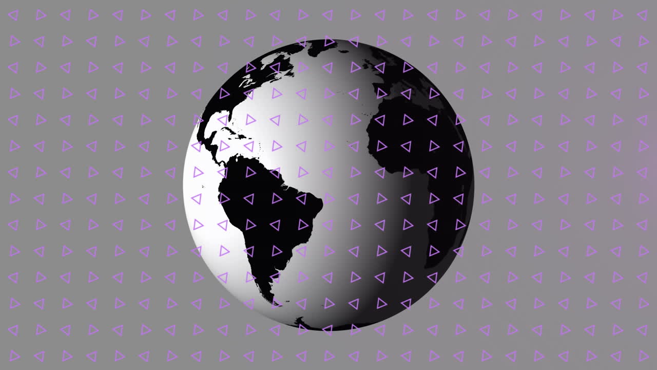Animazione di un mappamondo rotante con una rete di connessioni sul globo