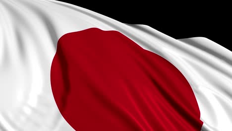 japanese flag in slow motion. the flag develops smoothly in the wind