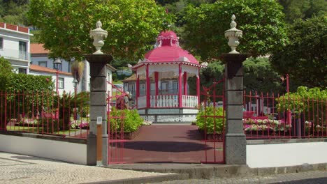 Public-garden-of-Velas-Village,-San-Jorge-Island-Azores