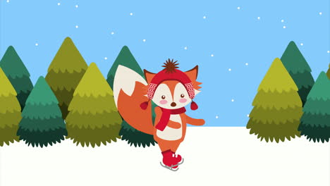 feliz navidad zorro en el paisaje nevado del bosque