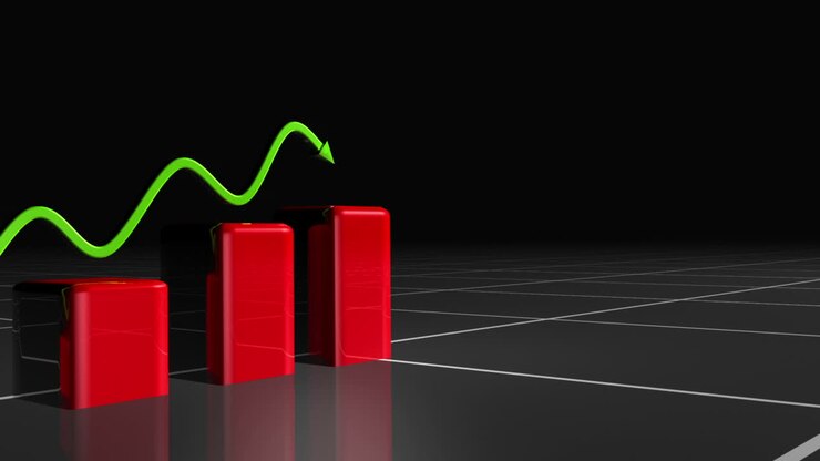 Animated graphic showing growth with a green arrow