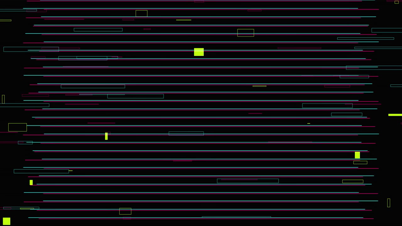 Abstrakter digitaler Glitch-Hintergrund mit sich bewegenden horizontalen Linien und Rechtecken