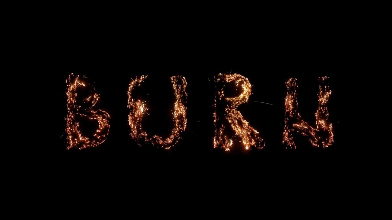 la palabra quema. lana de acero ardiendo sobre un fondo transparente. hermosa combustión