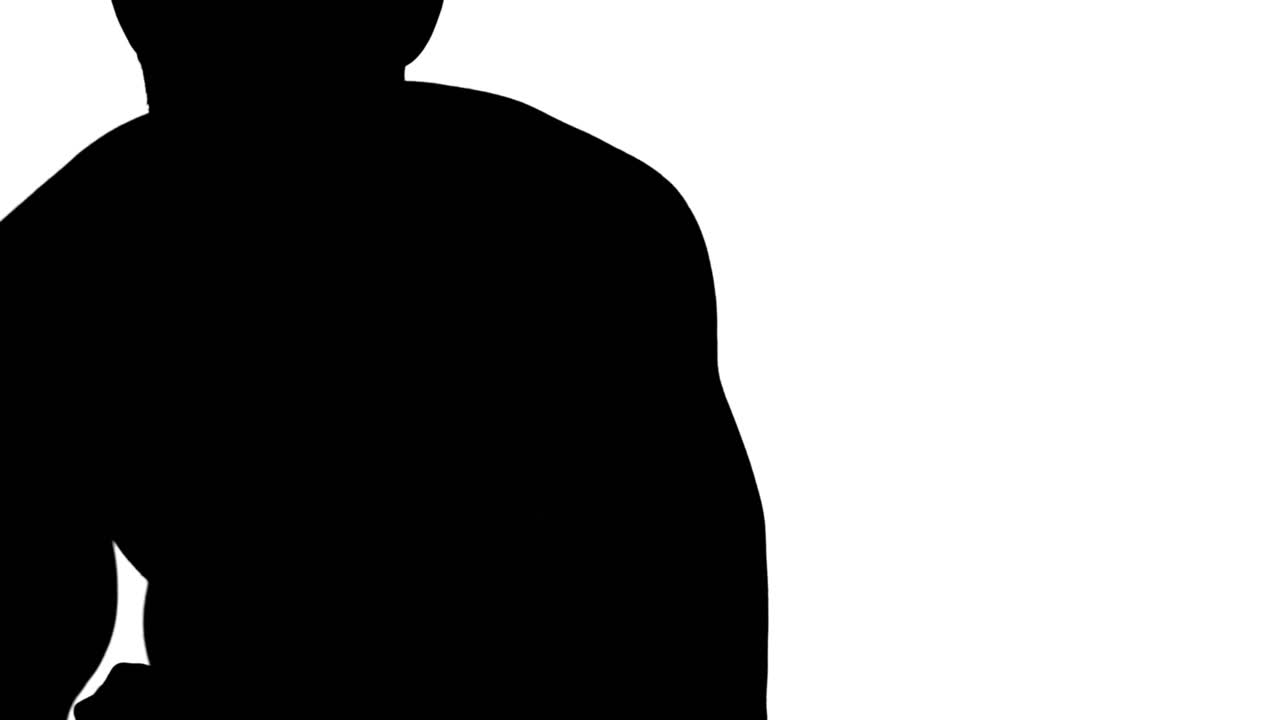 플랜크 운동 을 하는 남자 의 근육적 인 실루