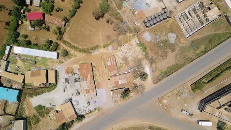 Birdseye-aerial-view-of-Loitokitok-kenya,-shanty-poor-neighborhood-of-Nairobi-suburbs,-Kenya