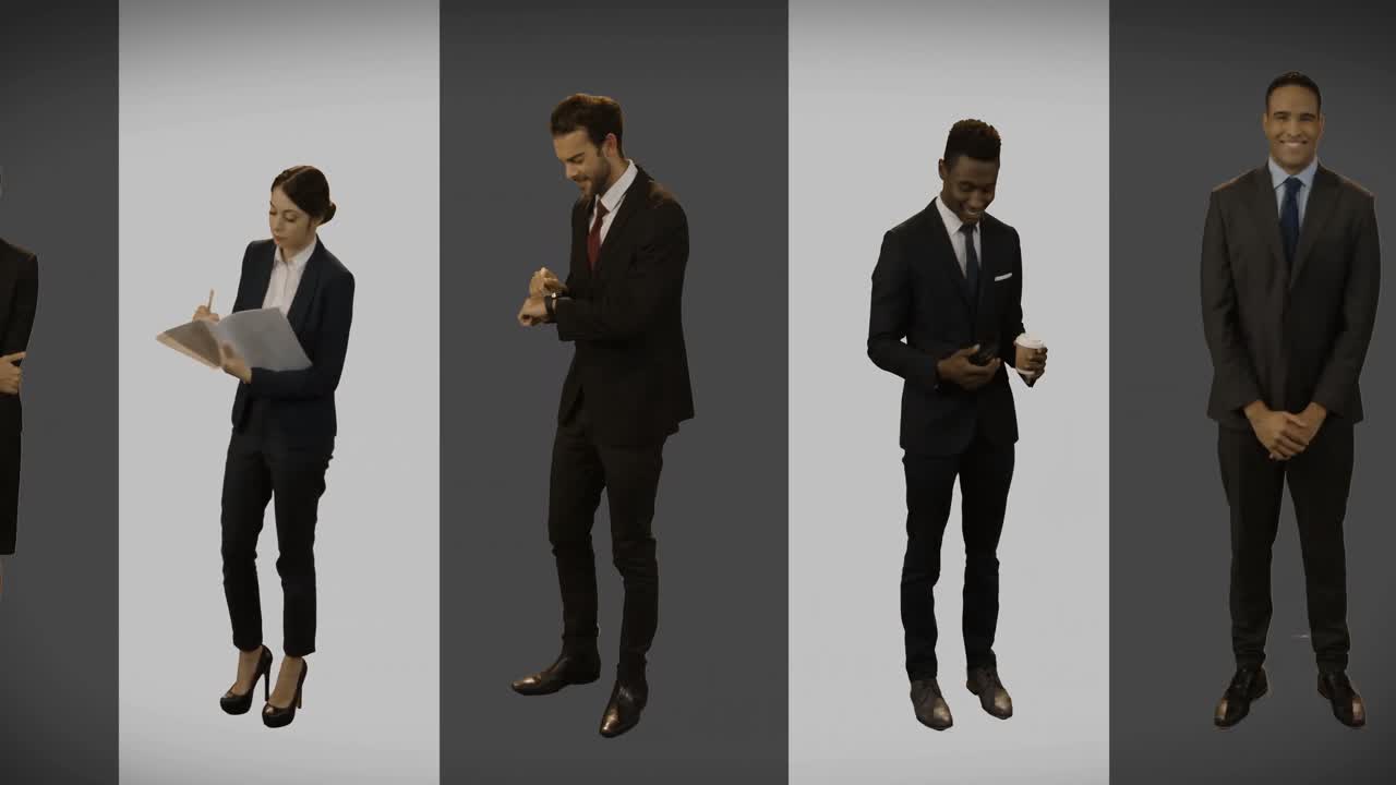 множественный экран, показывающий образ жизни бизнесменов