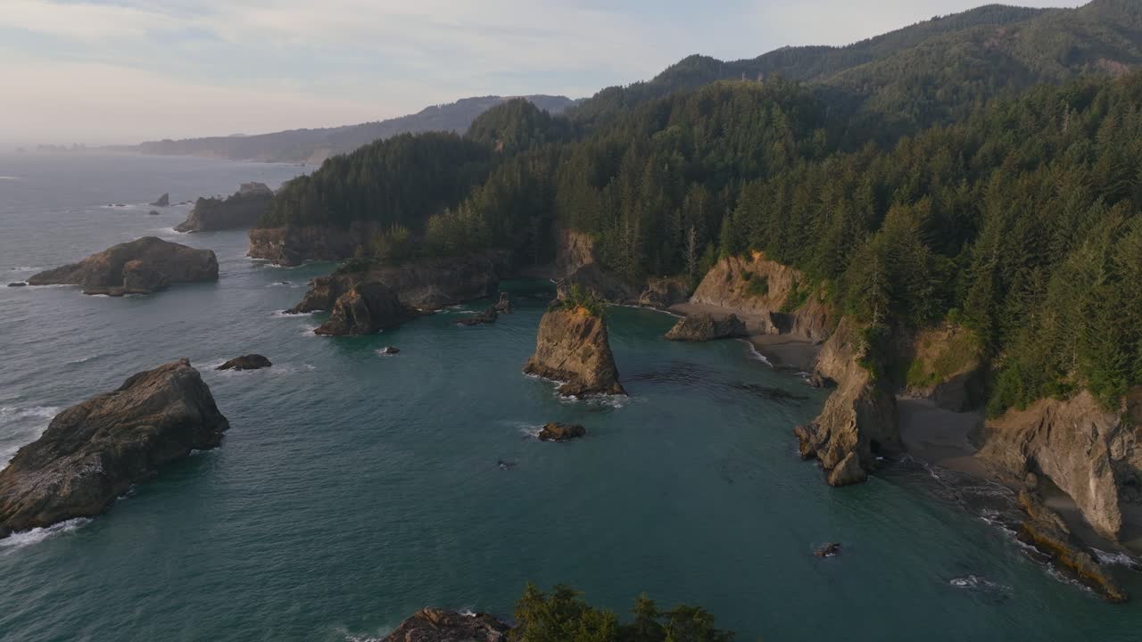 Scogliere costiere panoramiche e onde oceaniche a Samuel H Boardman, Oregon