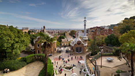 timelapse of the barcelona skyline shot from parc guell.