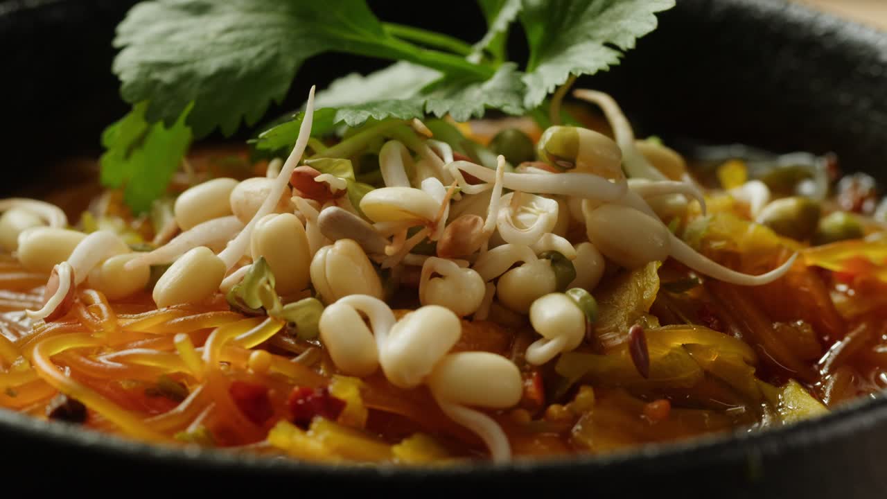Delicious Asian Noodle Soup with Sprouts