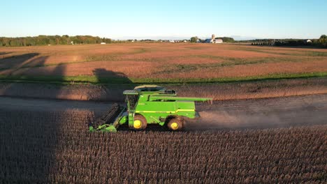 a farmer harvests a crop of soybeans in northeast wisconsin