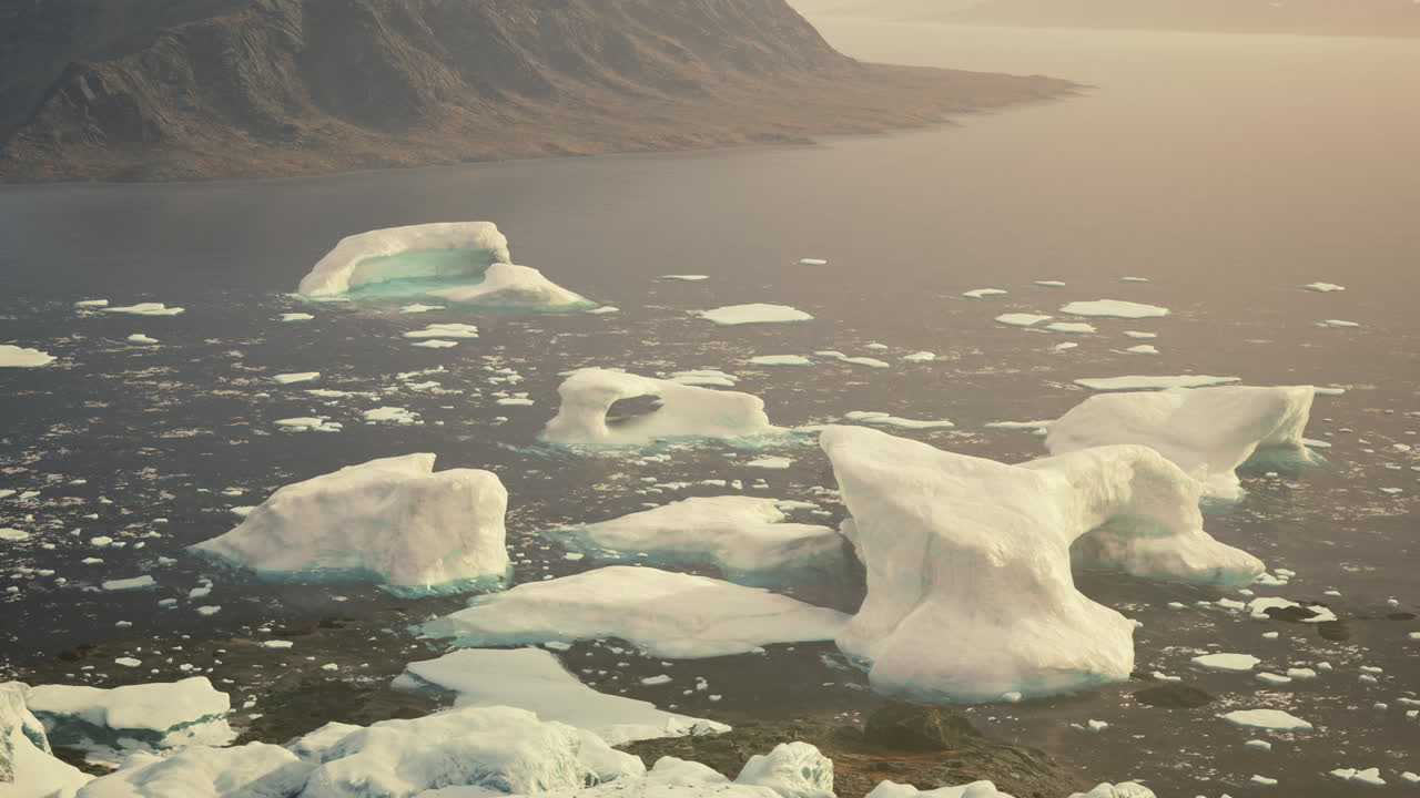 Stunning Aerial View of Icebergs in Greenland