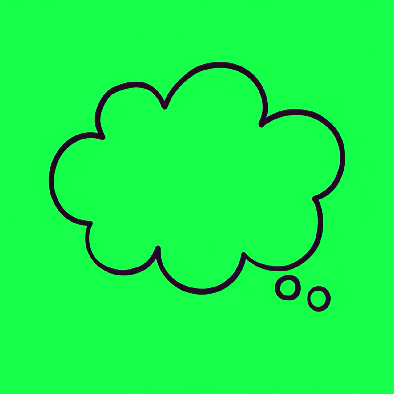 Simple doodle thought bubble 4K video, transparent on green screen