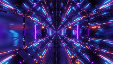 high reflective glowing scifi tunnel corridor with futuristic lights and reflections 3d illustration motion background live wallpaper club visual vj loop