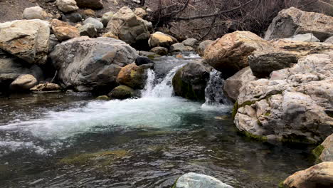 flowing stream water in the mountains