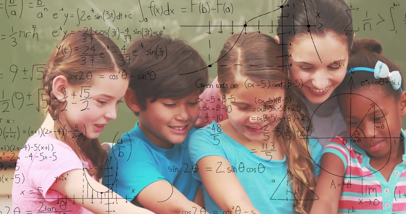 Animation of math formulas over diverse pupils at school