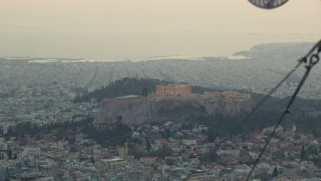 aerial view of the acropolis at dusk