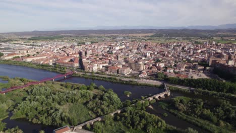 talavera de la reina's cityscape, riverside view, spain - aerial
