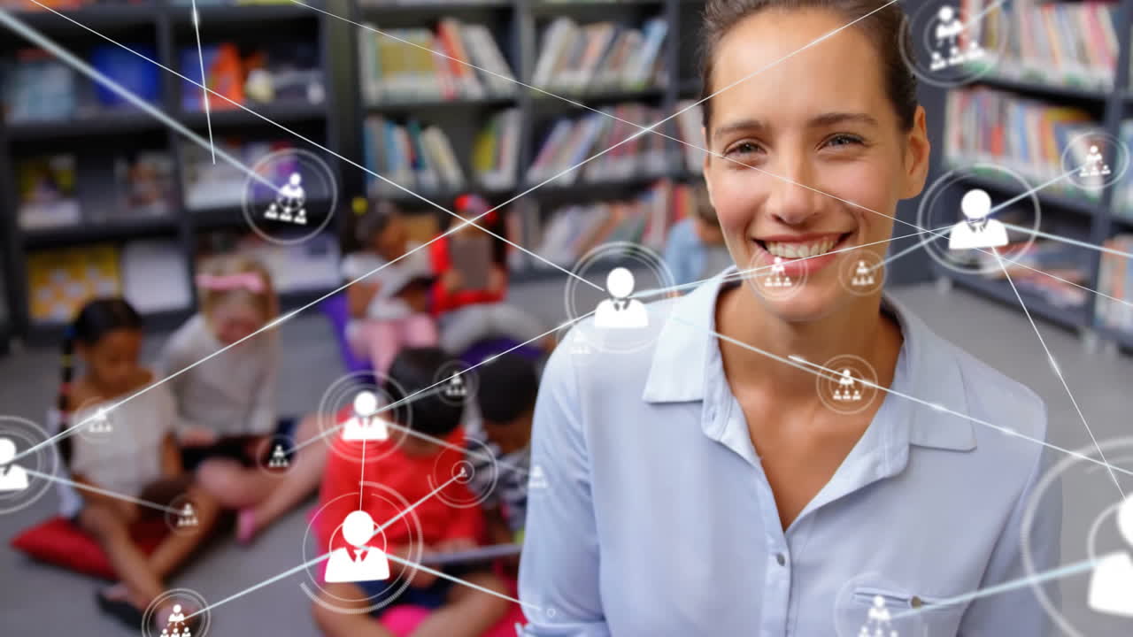 animación de la red de conexiones entre diversas maestras y escolares en la biblioteca