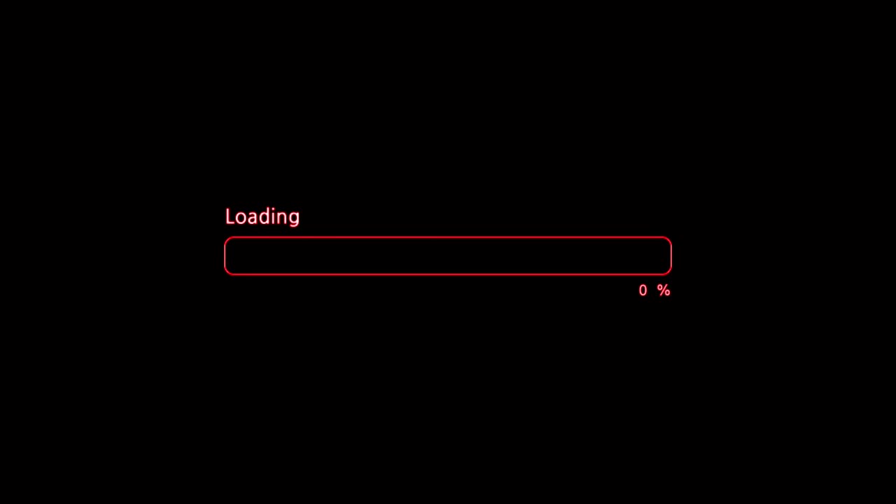 Animation colorful loading bar on black background.