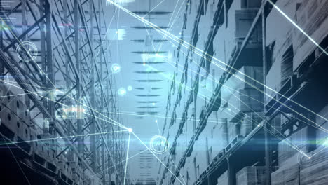 Animation-of-network-of-connections-over-shelves-in-warehouse