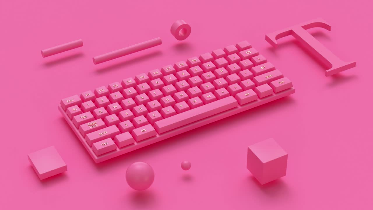 el teclado de la computadora de renderización de movimiento abstracto en 3d