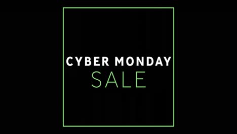 White-and-green-Cyber-Monday-Sale-text-appearing-against-a-black-screen