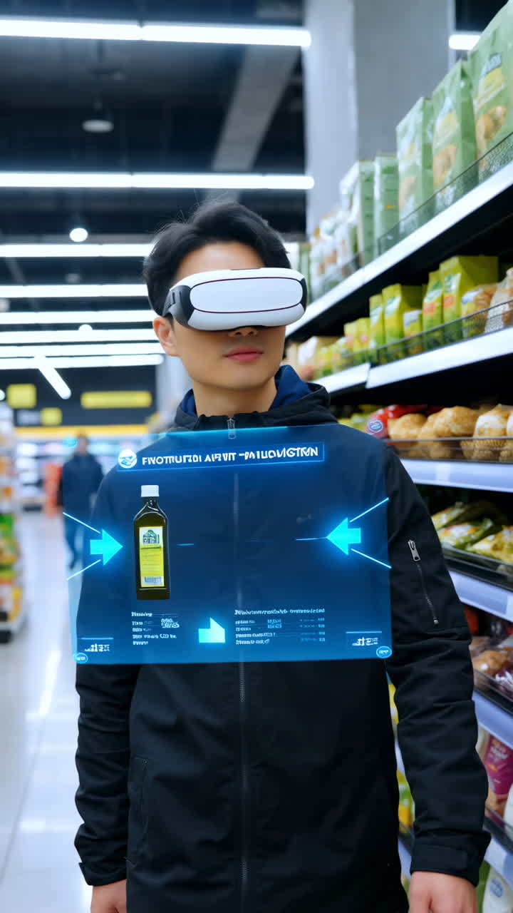 Man using VR in a supermarket