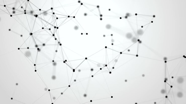 Plesso bianco e nero con punti, linee, triangoli.