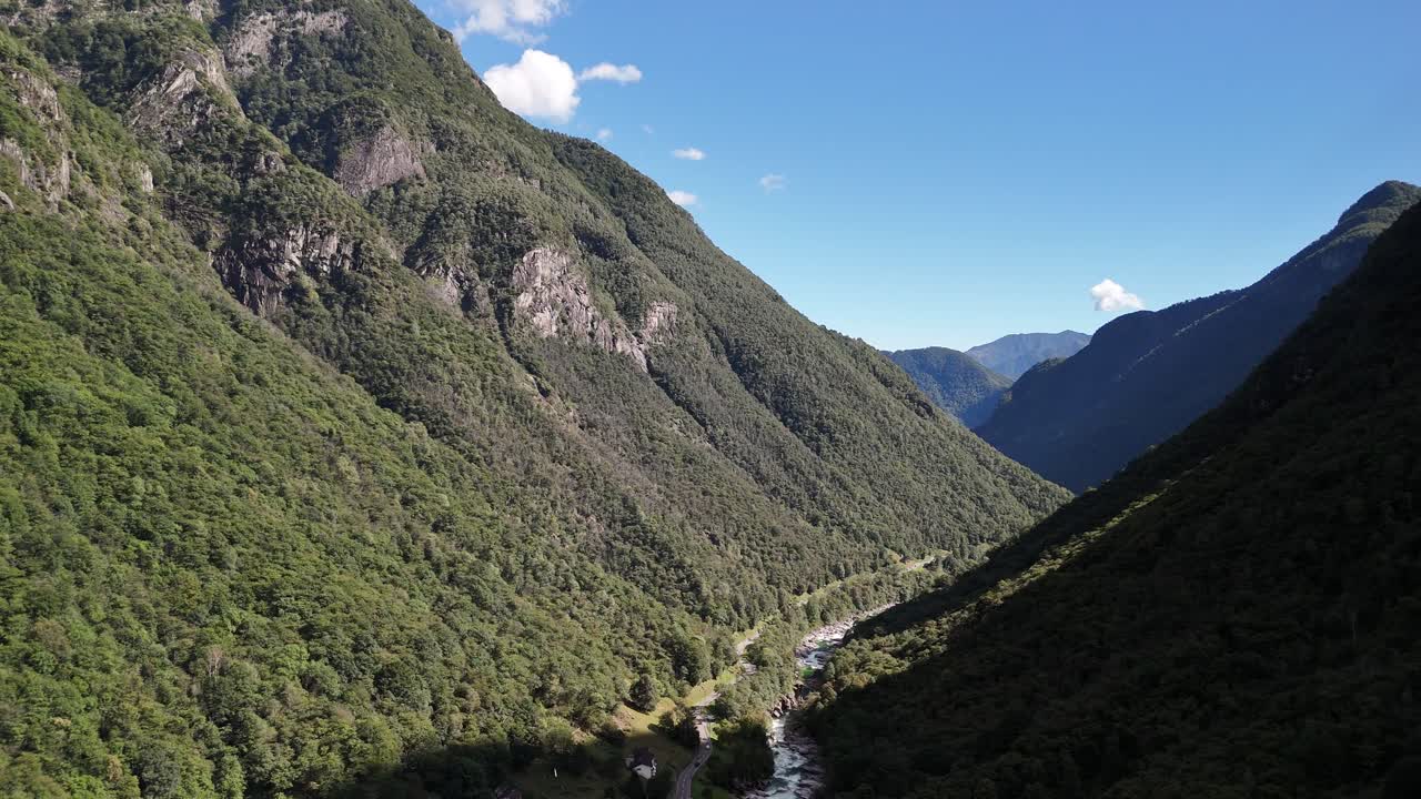 Lavertezzo Verzasca Valley Switzerland summer nature aerial drone
