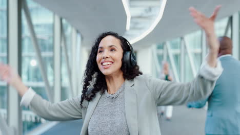 greeting, dancing or businesswoman in office