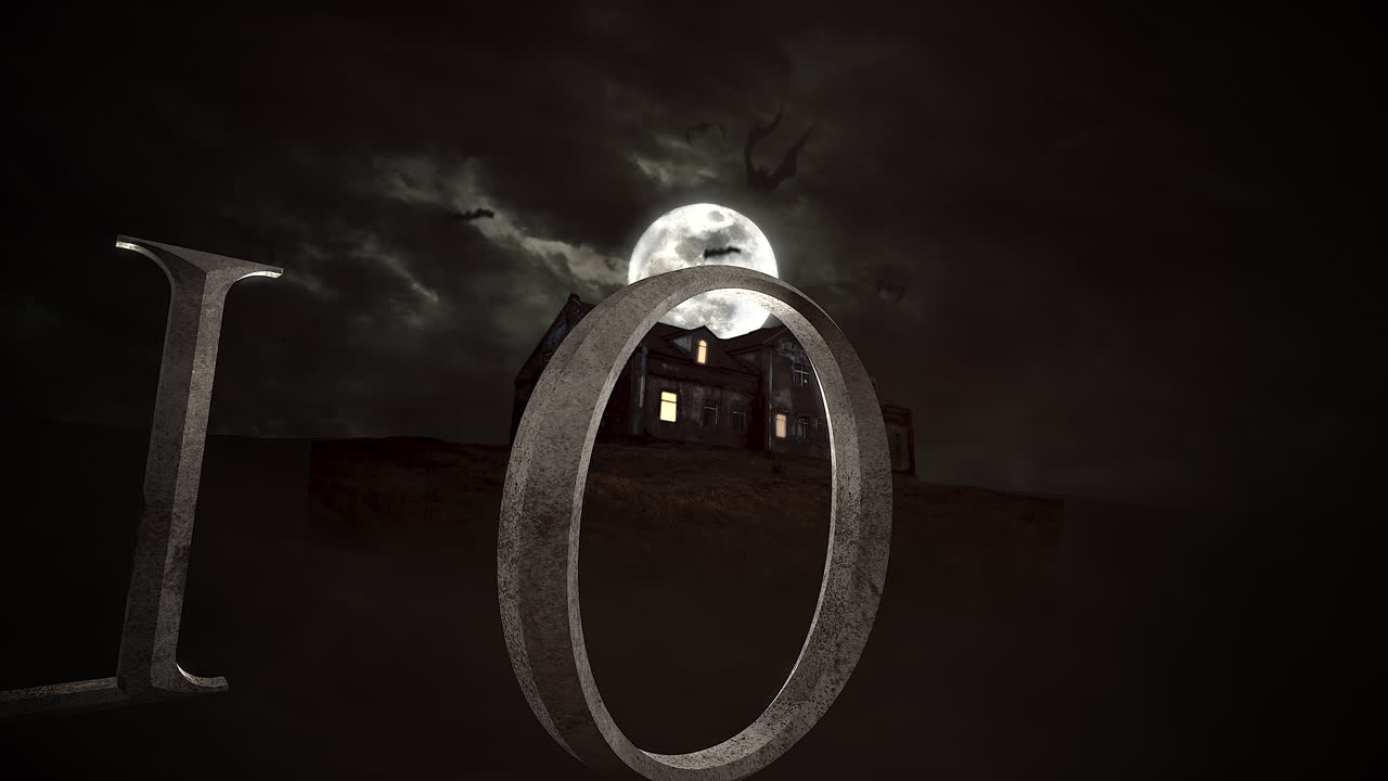 halloween y fondo de terror místico con la casa y la luna