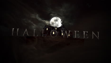 halloween y fondo de terror místico con la casa y la luna