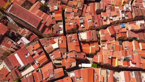 top down background of colorful italian south european town roof, bosa, sardinia